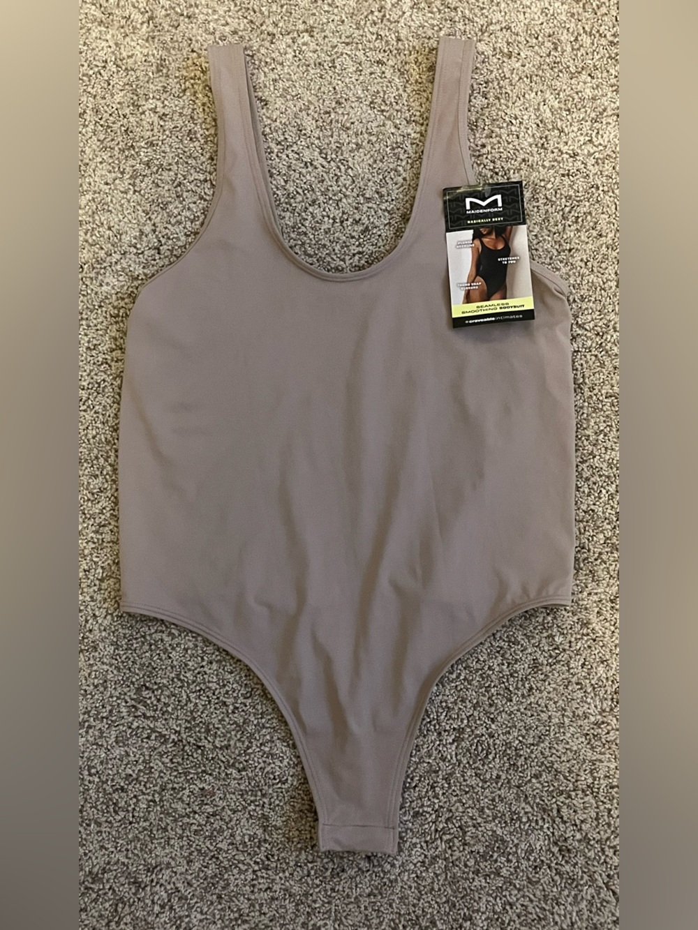 Maidenform Sleeveless Smoothing Bodysuit thong - Taupe NWT